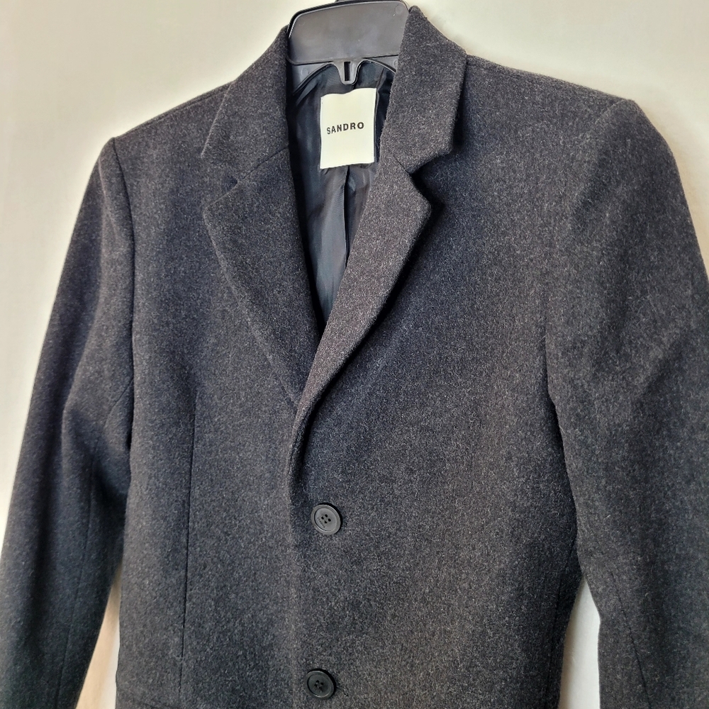 Sandro Broadcloth Wool Cashmere Blend Coat Size XS - Picture 5 of 15